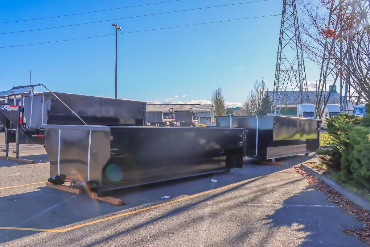 Roll-off dumpster ready for waste disposal at job site for Concrete Dumpster Rental in St. Paul